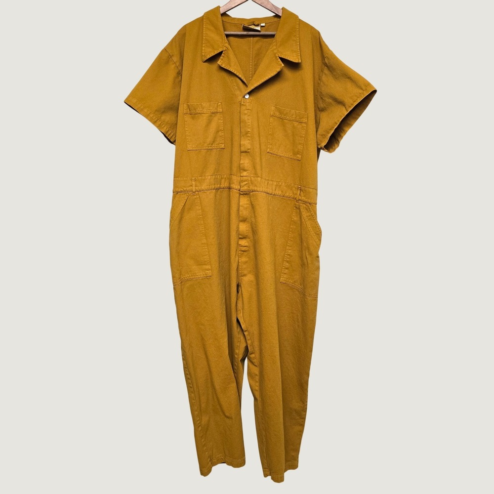 Big Bud Press Jumpsuit Womens 4XL Mustard Yellow Short Sleeve Workwear Boho